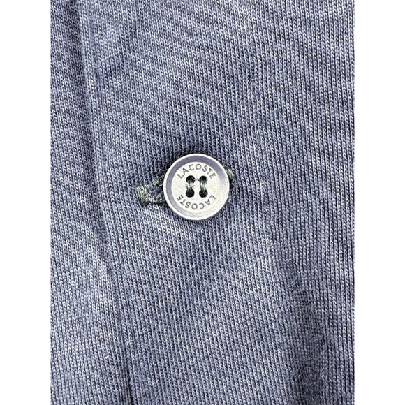 Lacoste Mens Medium Navy Polo Shirt Blue Purple Stripe Collar Regular Fit Cotton - Picture 5 of 7